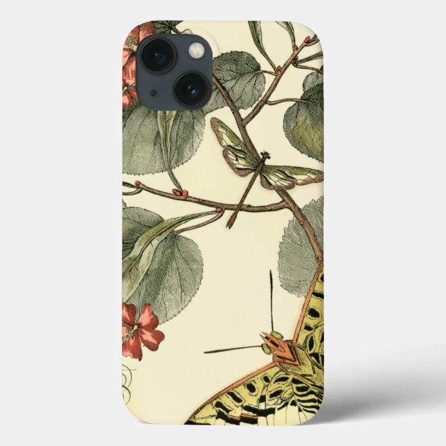 Butterfly and Dragonfly with Red Flowers Case-Mate iPhone Case (Back)