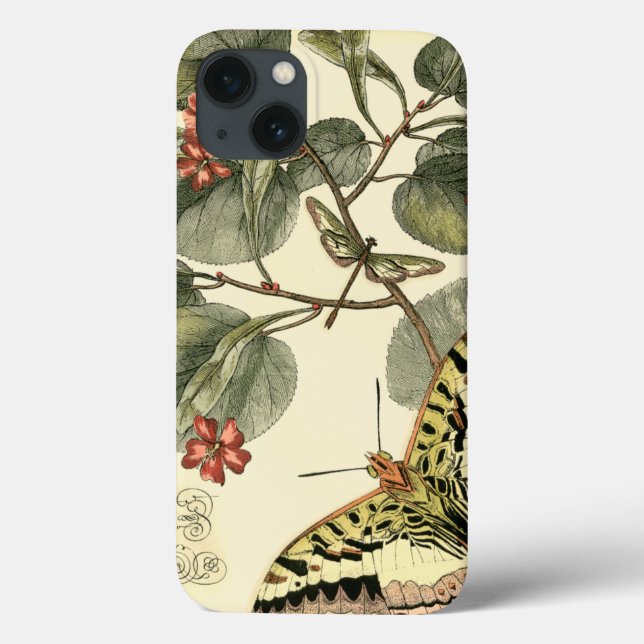 Butterfly and Dragonfly with Red Flowers Case-Mate iPhone Case (Back)
