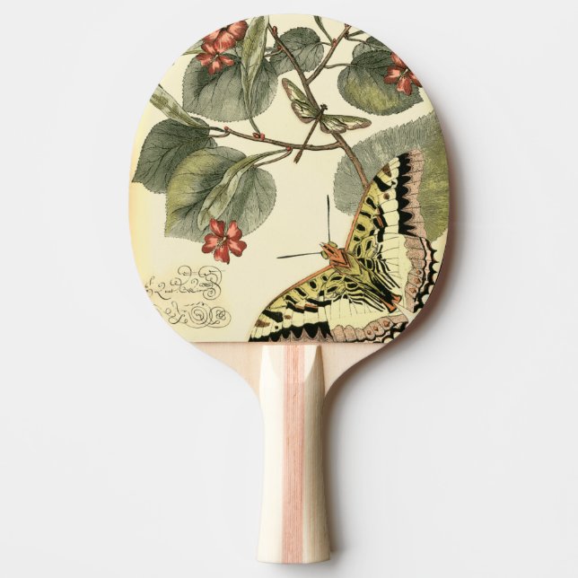 Butterfly and Dragonfly with Red Flowers Ping Pong Paddle (Front)