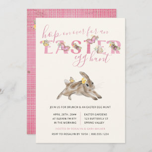 Butterfly and Easter Bunny Brunch and Egg Hunt Invitation