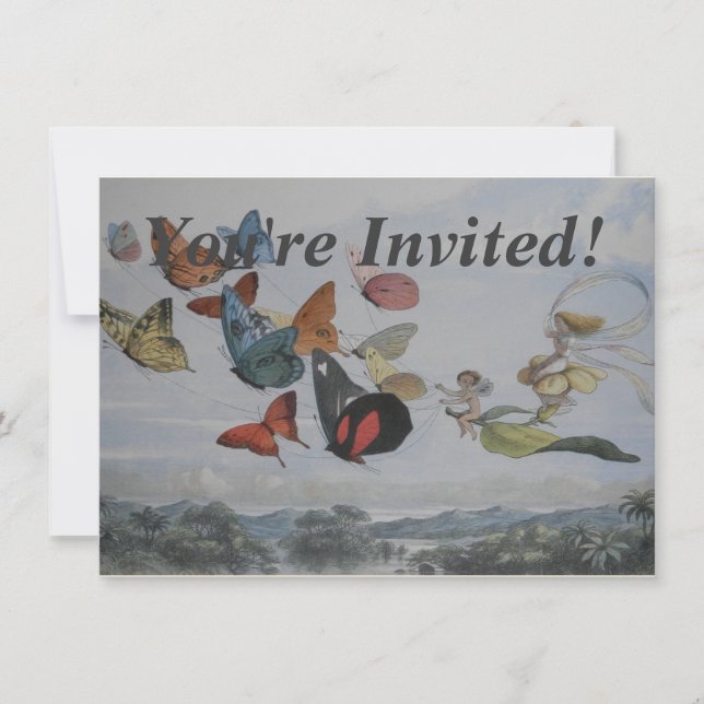 Butterfly and Fairy Queen Butterflies Fairies Invitation (Front)