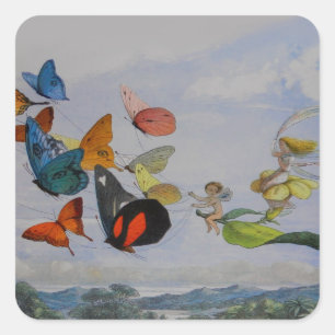 Butterfly and Fairy Queen Butterflies Fairies Square Sticker