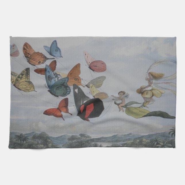 Butterfly and Fairy Queen Butterflies Fairies Tea Towel (Horizontal)