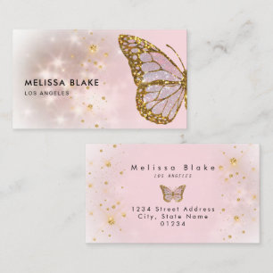 butterfly and faux chunky glitter business card