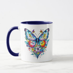 Butterfly and Floral Heart Personalised Mug