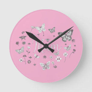 Butterfly and Floral "Mum" Mother's Day Round Clock