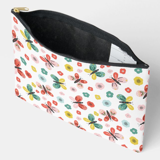 Butterfly And Floral Pattern  Accessory Pouch (Open)
