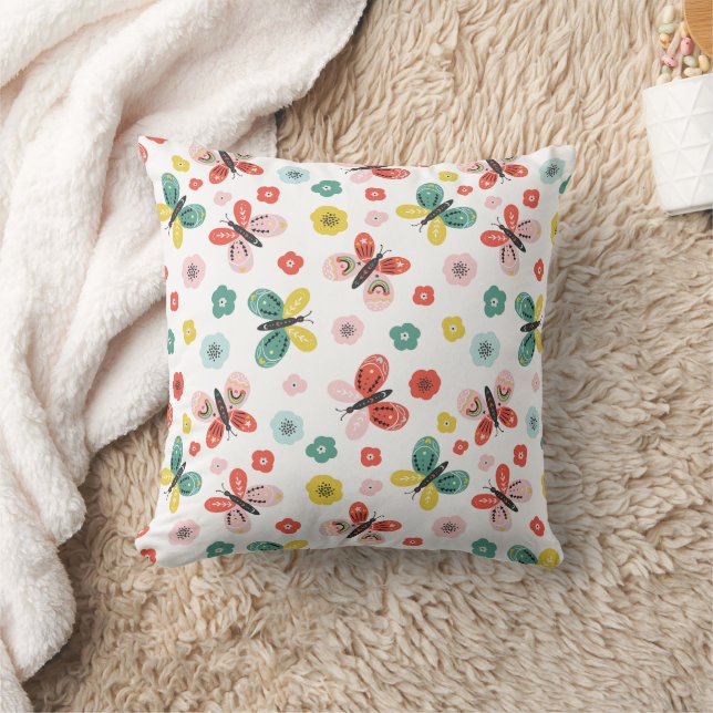 Butterfly And Floral Pattern  Cushion (Blanket)