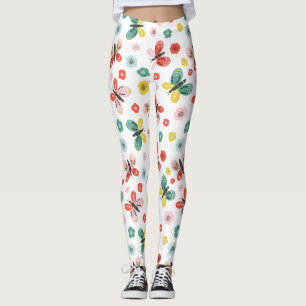 Butterfly And Floral Pattern Leggings
