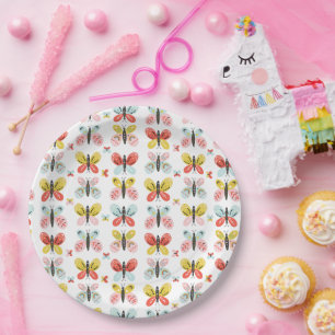 Butterfly And Floral Pattern Paper Plate