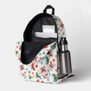 Butterfly And Floral Pattern  Printed Backpack