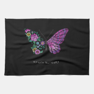 butterfly and flower floral butterflies wings yout tea towel