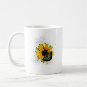 Butterfly and Flower Petals Illustration Coffee Mug
