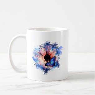 Butterfly and Flower Petals Illustration Nature Coffee Mug