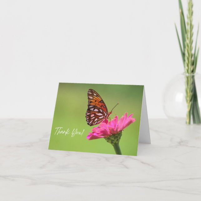 Butterfly and Flower Thank You Card (Front)