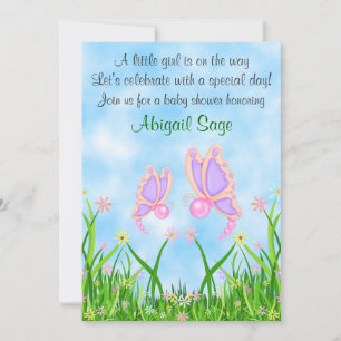 Butterfly and Flowers Baby Shower Invite ~ Girls