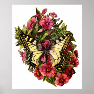 Butterfly and Flowers Customisable Poster