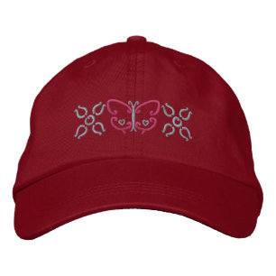 Butterfly And Flowers Embroidered Hat