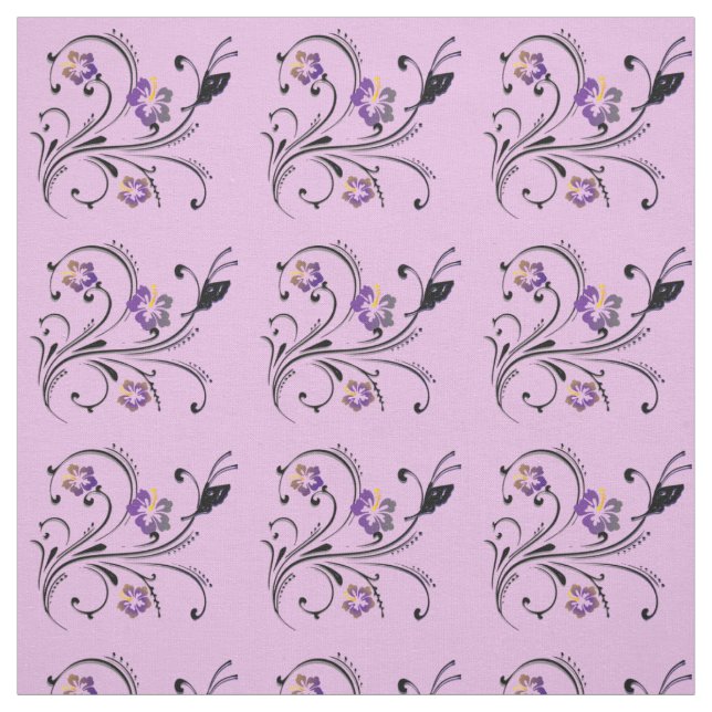 Butterfly And Flowers Fabric (Swatch)