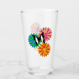 Butterfly and Flowers Glass