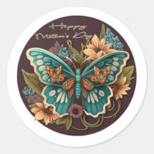 Butterfly and flowers Happy Mother's Day Stickers