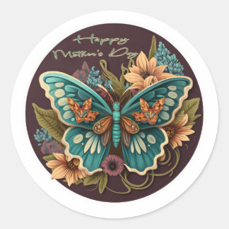 Butterfly and flowers Happy Mother's Day Stickers