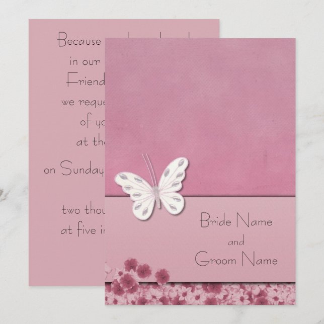 Butterfly And Flowers Invitation (Front/Back)
