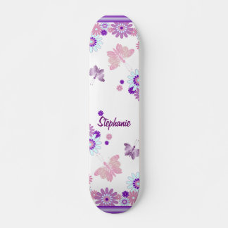 Butterfly And Flowers Just Add Name Skateboard