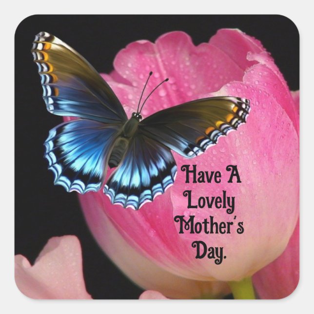  Butterfly And Flowers Mother's Day Sticker (Front)