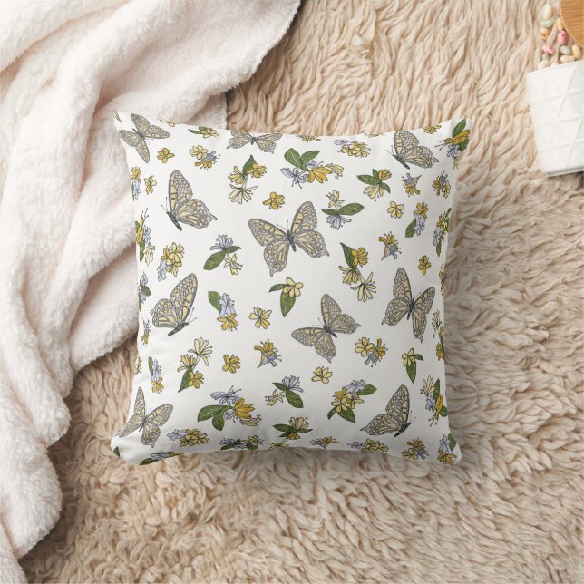 Butterfly and Flowers Pattern Cushion (Blanket)