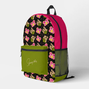 Butterfly and flowers pattern printed backpack