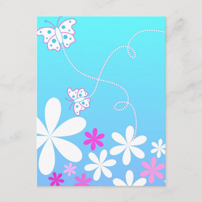 Butterfly and flowers postcard (Front)