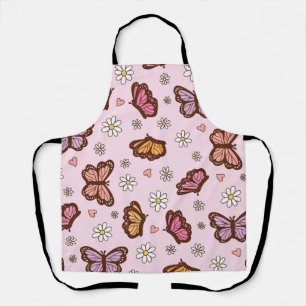 Butterfly and flowers seamless pattern apron