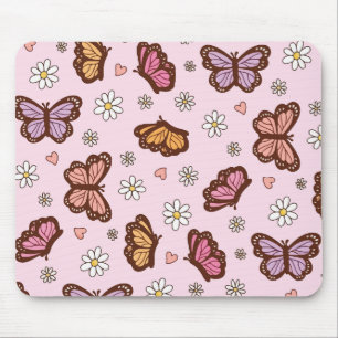 Butterfly and flowers seamless pattern mouse mat