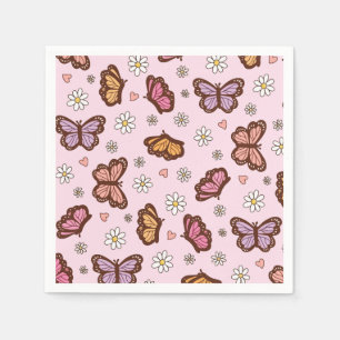 Butterfly and flowers seamless pattern napkin