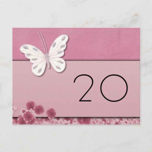 Butterfly and flowers Table Number Postcard (Front)