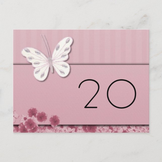 Butterfly and flowers Table Number Postcard (Front)