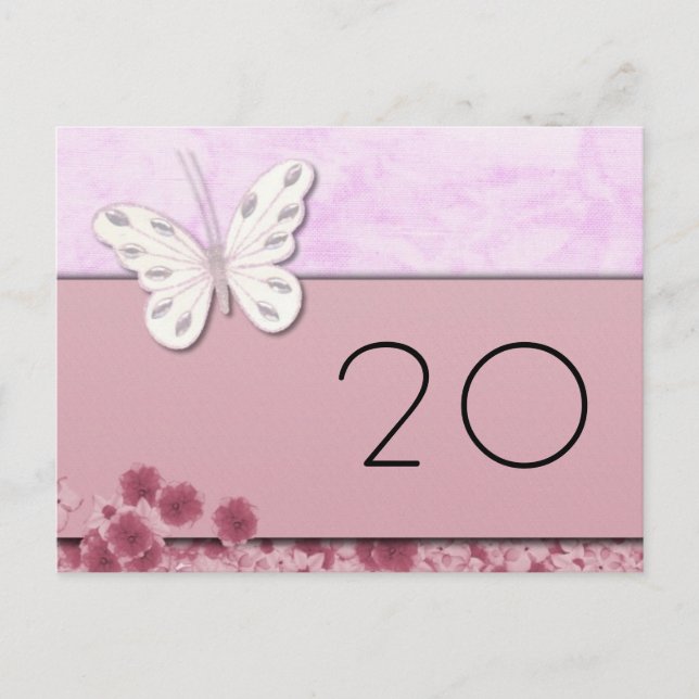 Butterfly and flowers Table Number Postcard (Front)