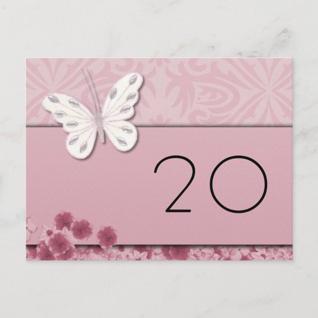 Butterfly and flowers Table Number Postcard (Front)