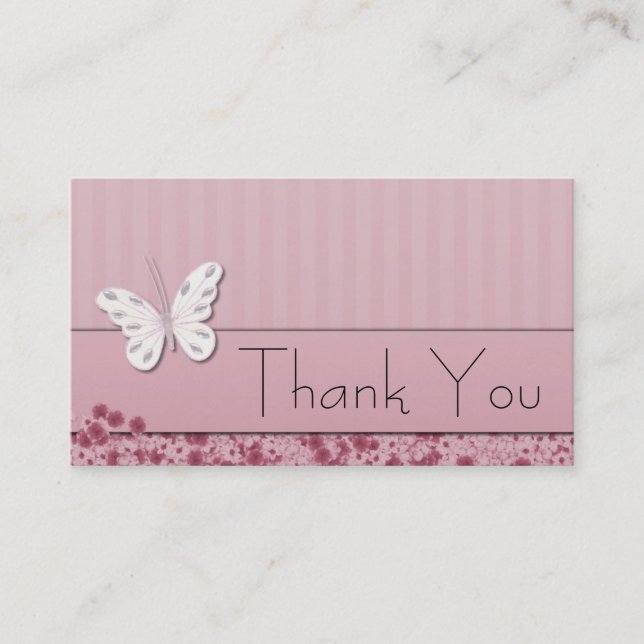 Butterfly and flowers Thank You Business Card (Front)