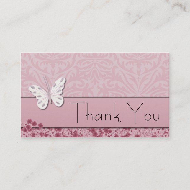 Butterfly and flowers Thank You Business Card (Front)