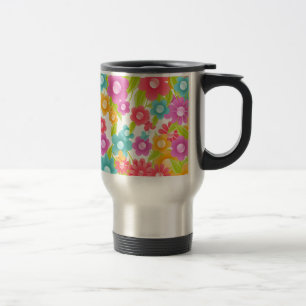 Butterfly and flowers travel mug