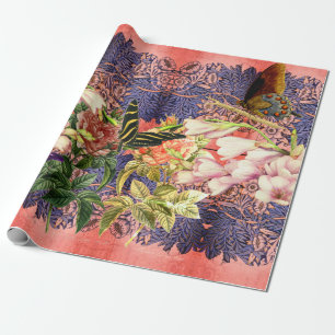 BUTTERFLY AND FLOWERS Wrapping Paper