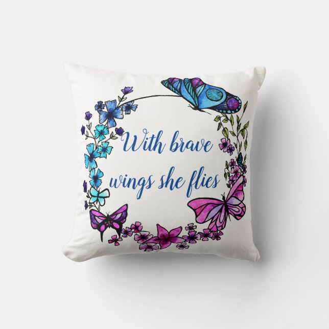 Butterfly and Flowers Wreath Cushion (Front)