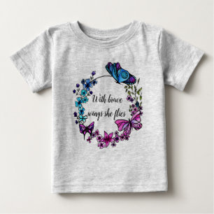 Butterfly and Flowers Wreath custom quote Baby T-Shirt
