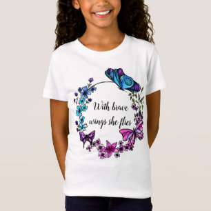 Butterfly and Flowers Wreath custom quote or name T-Shirt