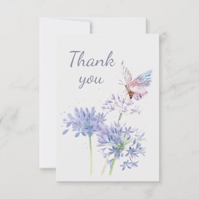 Butterfly and Garden Flowers Thank You (Front)