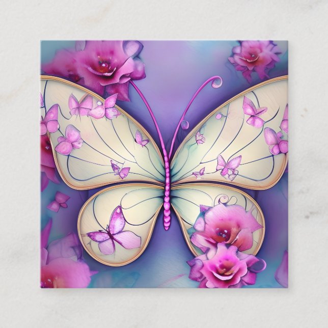 Butterfly and Garden Square Business Card (Front)