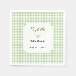 Butterfly and Green Gingham Baby Shower Plate Napkin