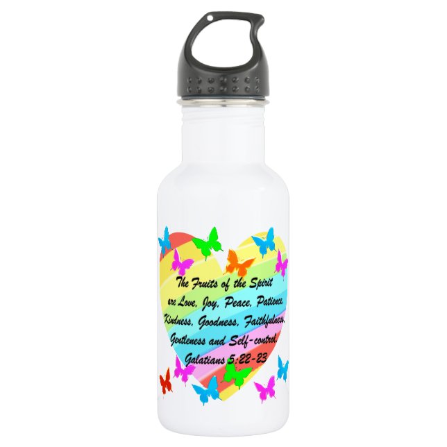 BUTTERFLY AND HEART FRUIT OF THE SPIRIT DESIGN 532 ML WATER BOTTLE (Front)